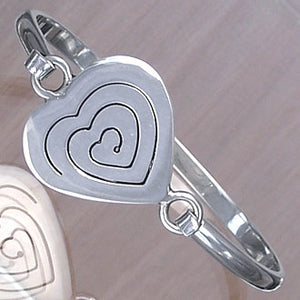 Chunky Heart Silver Bangle