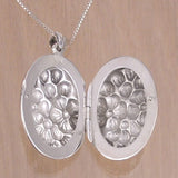 Embossed Flowers Silver Locket Pendant with Necklace Chain