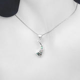 Horn Shaped Silver Pendant with Abalone with Necklace Chain