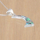 Horn Shaped Silver Pendant with Abalone with Necklace Chain