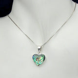 Silver Heart Pendant with Abalone with Necklace Chain