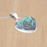 Silver Heart Pendant with Abalone with Necklace Chain