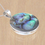 Round Silver Pendant with Abalone with Necklace Chain
