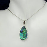 Pear Shaped Silver Pendant with Abalone with Necklace Chain