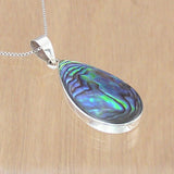 Pear Shaped Silver Pendant with Abalone with Necklace Chain