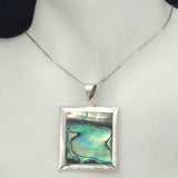 Square Silver Pendant with Abalone with Necklace Chain