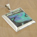 Square Silver Pendant with Abalone with Necklace Chain