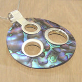 Round Abalone Pendant with Silver Framed Circles and Necklace Chain