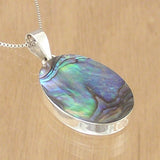 Oval Silver Pendant with Abalone with Necklace Chain