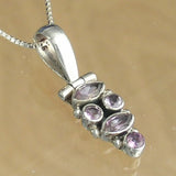 Silver Pendant with Five Amethyst Stones with Necklace Chain