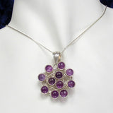 Silver Nest Pendant with Amethyst Eggs with Necklace Chain