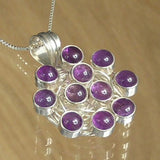 Silver Nest Pendant with Amethyst Eggs with Necklace Chain