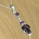 Silver Pendant with Five Amethyst Stones with Necklace Chain