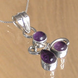 Silver Pendant with Three Amethyst Stones and Necklace Chain