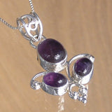 Silver Pendant with Three Amethyst Stones and Necklace Chain