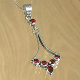 Silver Pendant with Six Garnet Stones and Necklace Chain