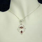 Silver Pendant with Garnet Stones and Necklace Chain