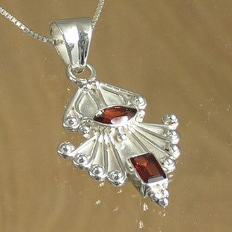 Silver Pendant with Garnet Stones and Necklace Chain