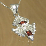 Silver Pendant with Garnet Stones and Necklace Chain