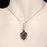 Silver Pendant with Five Labradorite Gemstones and Necklace Chain