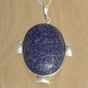 Silver Pendant with Lapis Lazuli and Necklace Chain