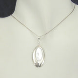 Silver Pendant with Mother Of Pearl Oval with Necklace Chain