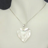 Silver Pendant with Mother Of Pearl Heart with Necklace Chain