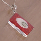 Square Silver with Red Coral and Shiva Eye Pendant with Necklace Chain