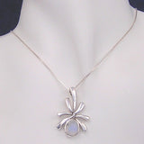 Silver Pendant with Rainbow Moonstone and Necklace Chain