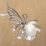 Silver Pendant with Rainbow Moonstone and Necklace Chain