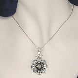 Silver Pendant with Nine Topaz Gemstones and Necklace Chain