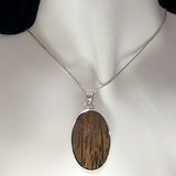 Silver Pendant with Wood Oval with Necklace Chain