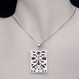 Silver Pendant with Wood Rectangle with Necklace Chain