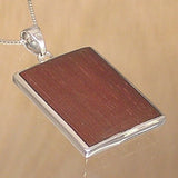 Silver Pendant with Wood Rectangle with Necklace Chain