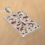 Silver Pendant with Wood Rectangle with Necklace Chain