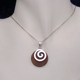 Round Silver Pendant with Wood with Necklace Chain