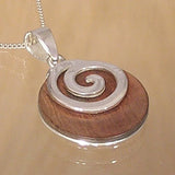Round Silver Pendant with Wood with Necklace Chain