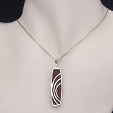 Silver Arcs Pendant with Wood with Necklace Chain