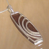 Silver Arcs Pendant with Wood with Necklace Chain