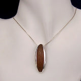 Elegant Silver Pendant with Wood with Necklace Chain