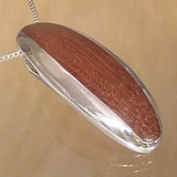 Elegant Silver Pendant with Wood with Necklace Chain