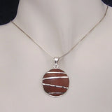 Domed Silver Pendant with Wood with Necklace Chain