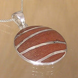 Domed Silver Pendant with Wood with Necklace Chain
