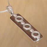 Three Circles Silver Pendant with Wood with Necklace Chain