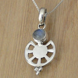 Silver Pendant with Rainbow Moonstone and Necklace Chain