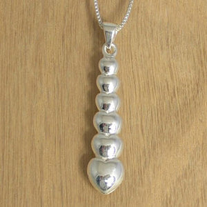 Hearts Stack Silver Pendant with Necklace Chain