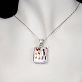 Rectangular Silver Pendant with Seashell with Necklace Chain