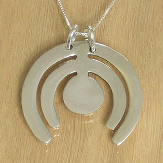 Three Quarter Circles Silver Pendant with Necklace Chain