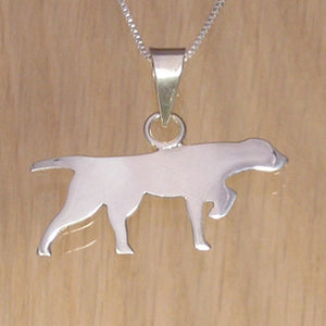 Silver Pointer Dog Pendant with Necklace Chain