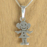 Little Girl Silver Charm Pendant with Necklace Chain